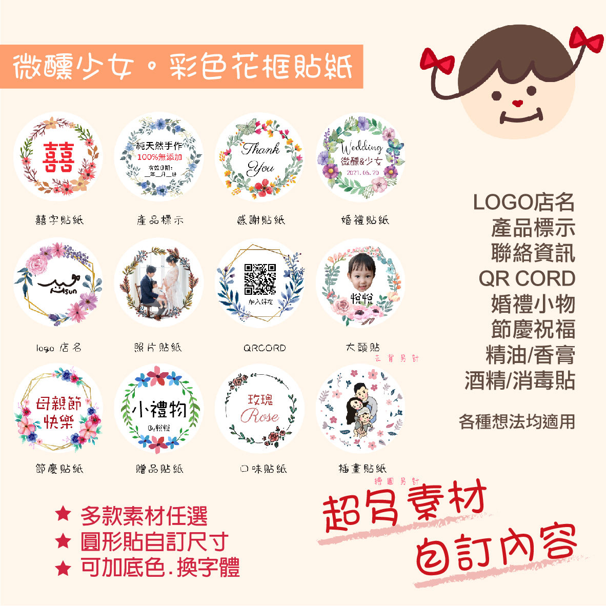 客製｜公版貼紙｜花框貼紙