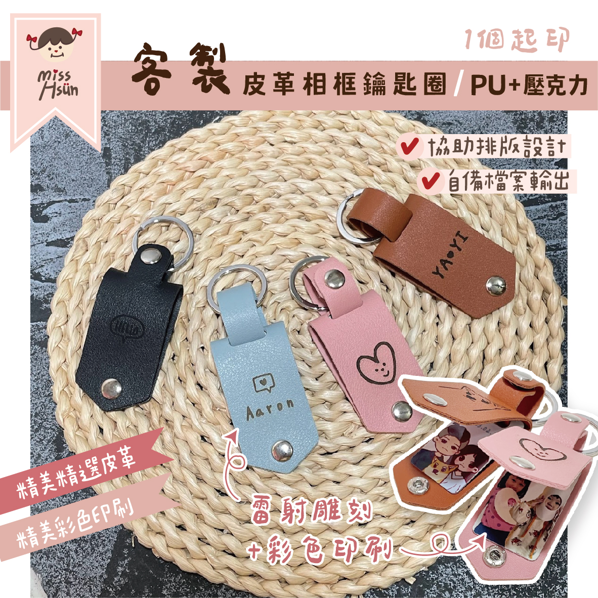 客製｜皮革相框鑰匙圈